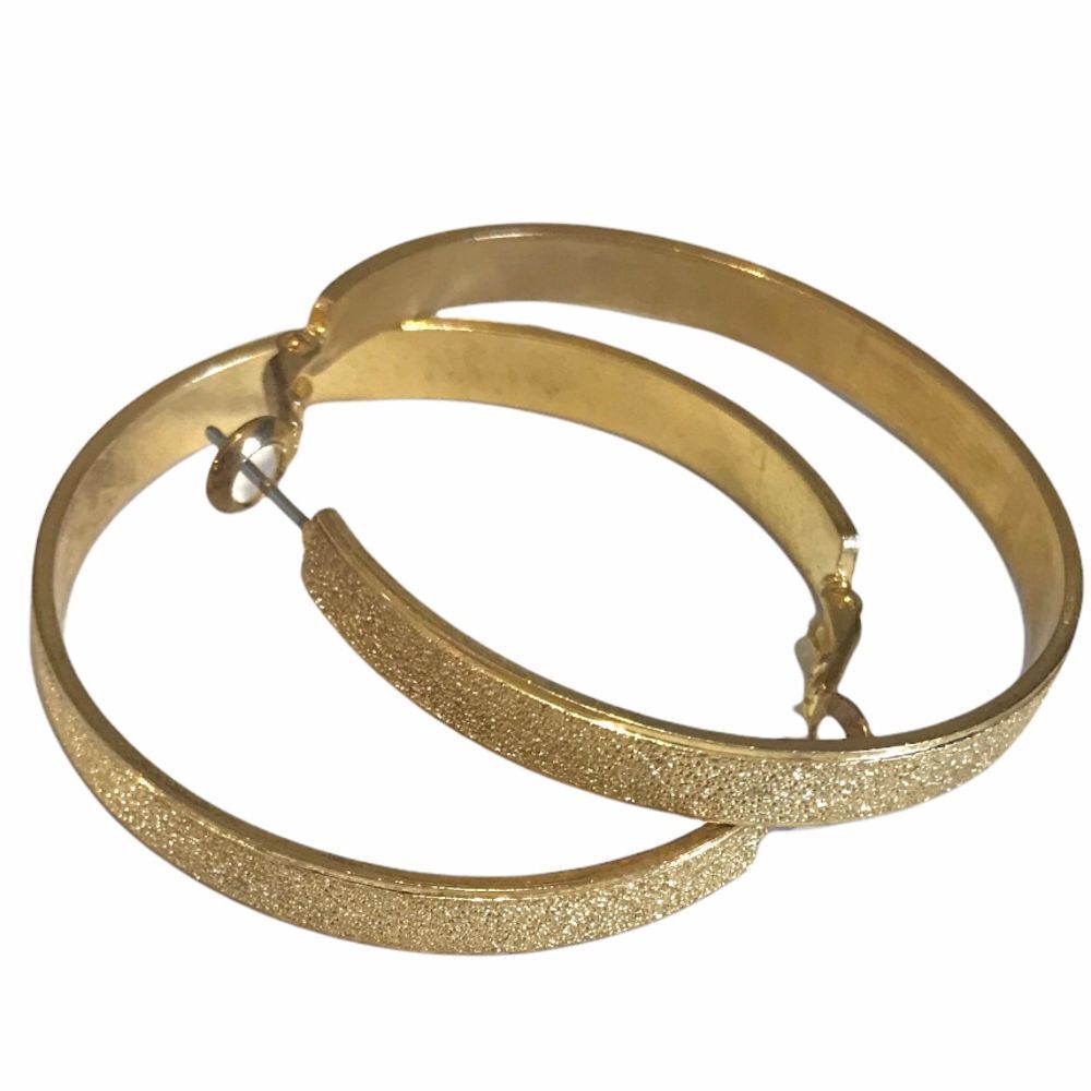 Gold glistening hoop earrings